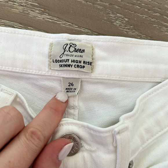 J. Crew Lookout High Rise Skinny Distress Crop White Jeans - Picture 4 of 7
